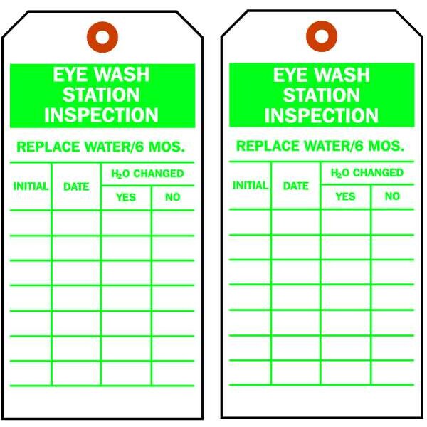 Zoro Select Tag, Eyewash, Polyester, 5 3/4 in H x 3 in W, White, Rectangle, 10 PK - 9HUP5