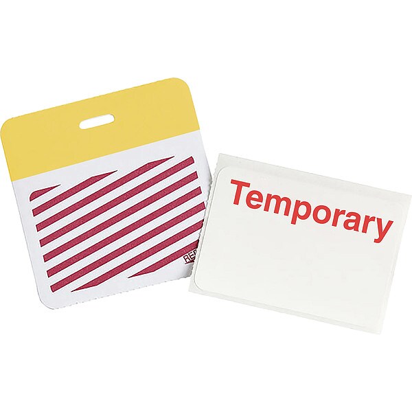 Brady Card Clip On Badge, Vinyl, 3 in W, Yellow, 500 PK - 95665