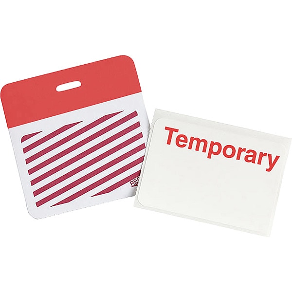 Brady Card Clip On Badge, Vinyl, 3 in W, Red, 500 PK - 95663