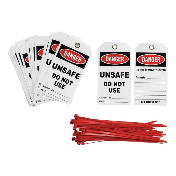 Brady Danger Tag, Vinyl, 5 1/2 in H x 3 in W, Rectangle, 25 PK - TG005E
