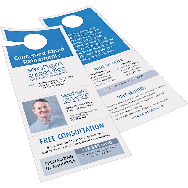 Avery Laser Inkjet Tear-Away Cards Door Hanger, 11" H x 4.3" W, White, 100 PK - AVE16150