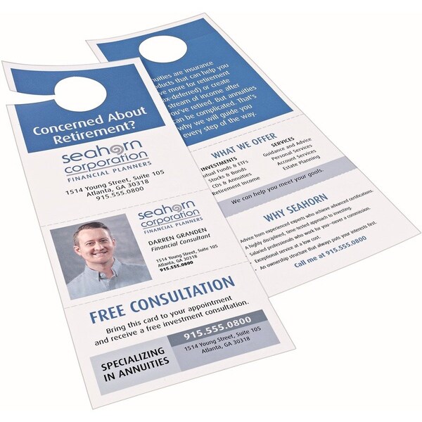 Avery Laser Inkjet Tear-Away Cards Door Hanger, 11" H x 4.3" W, White, 100 PK - AVE16150