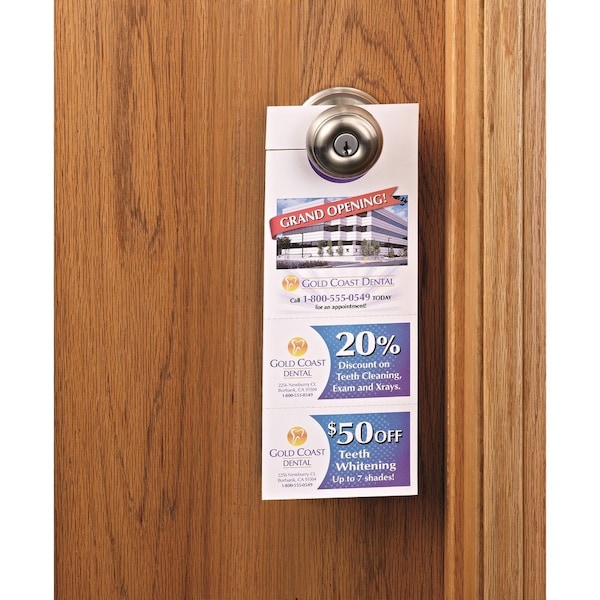Avery Laser Inkjet Tear-Away Cards Door Hanger, 11" H x 4.3" W, White, 100 PK - AVE16150