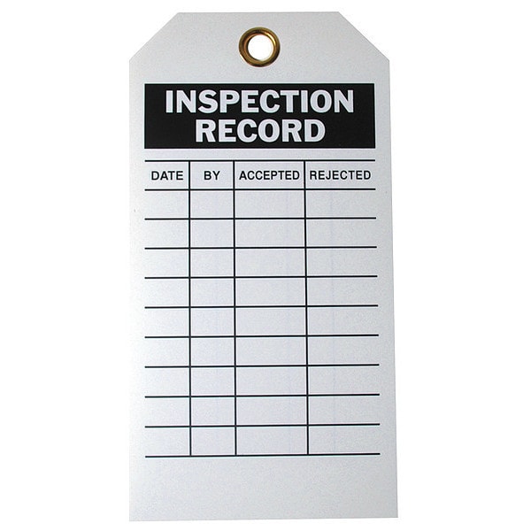 Zoro Select Tag, Inspection, Polyester, 3 in H x 5 3/4 in W, White, Rectangle, 10 PK - 9E220