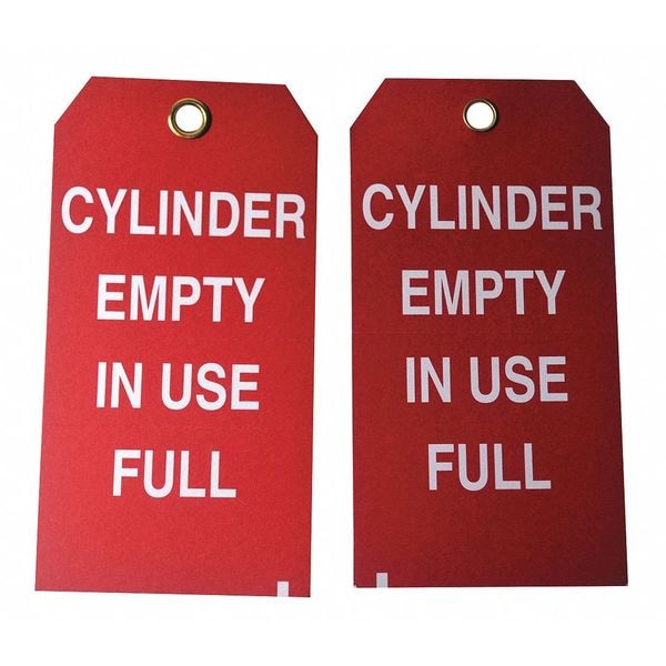 Zoro Select Cylinder Status Tag, Lockout Tagout, Cardstock, 5 3/4 in H x 3 in W, Red, Rectangle, 100 PK - 5ENZ1