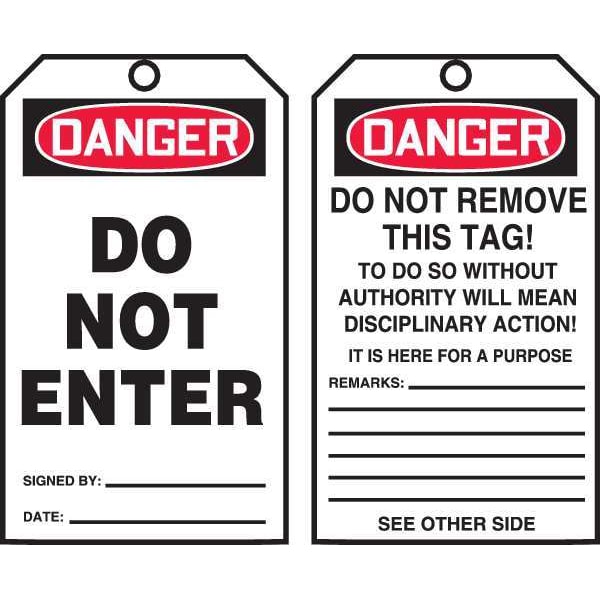 Accuform Danger Tag By The Roll, General Safety, Cardstock, 6 1/4 in H x 3 in W, White, Rectangle, 250 PK - TAR140
