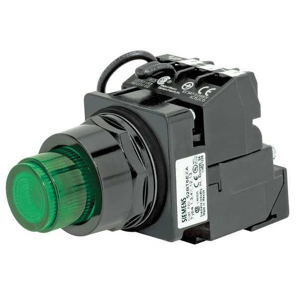 Botón pulsador iluminado Siemens, 30 mm, 1NC, verde - 52BT6J3JB