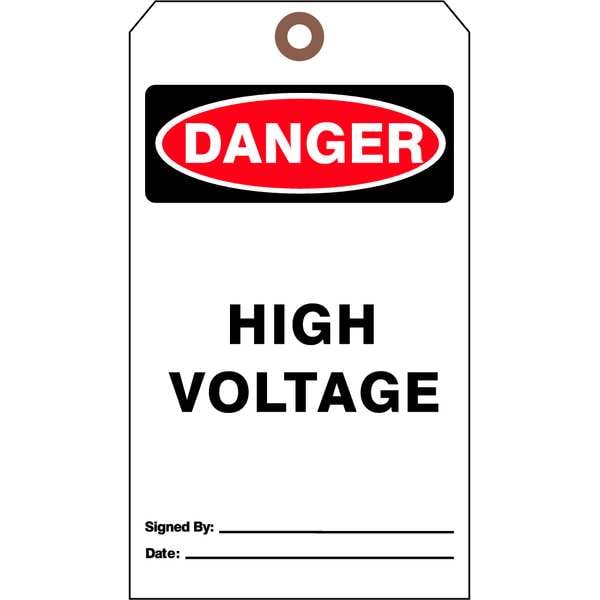 See All Industries Danger Tag, Electrical Hazard, Cardstock, 7 in H x 4 in W, White, Rectangle, 25 PK - DTUF-G43