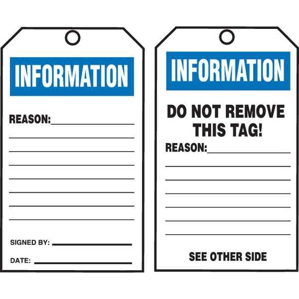 Accuform Information Tag By The Roll, Status Alert, Cardstock, 6 1/4 in H x 3 in W, White, Rectangle, 250 PK - TAR726