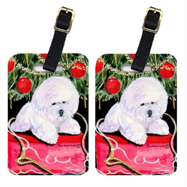 Carolines Treasures Carolines Treasures SS8957BT Christmas Tree With Bichon Frise Luggage Tag - Pair 2; 4 x 2.75 In. Pair Of 2 - SS8957BT