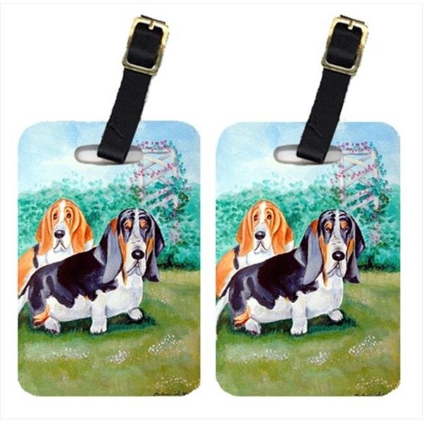 Carolines Treasures Carolines Treasures 7061BT Basset Hound Double Trouble Luggage Tags; Pack - 2 - 7061BT