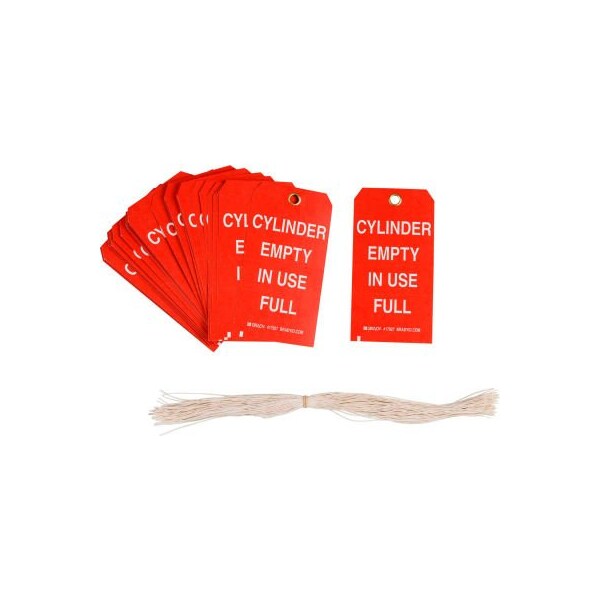 Brady Brady Cylinder Empty In Use Full Tag, 2 Sided, 100/Pkg, Cardstock, 3inW x 5-3/4inH - 17927