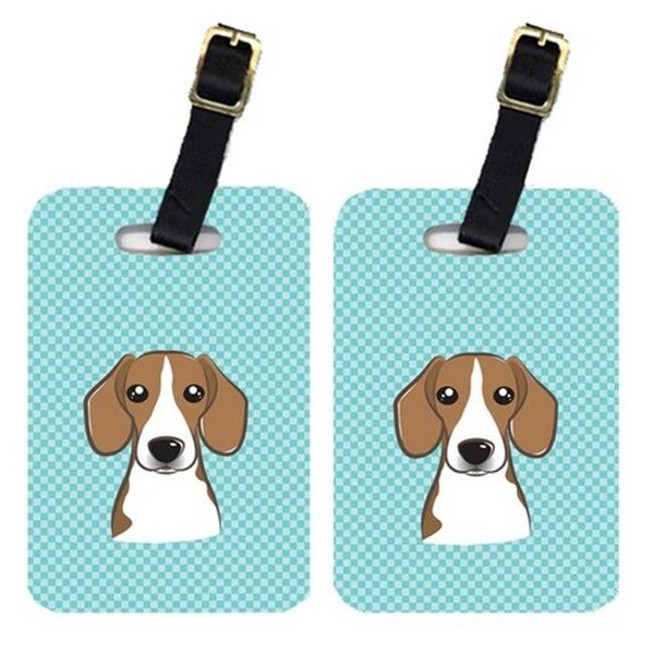 Carolines Treasures Carolines Treasures BB1177BT Pair Of Checkerboard Blue Beagle Luggage Tags - BB1177BT