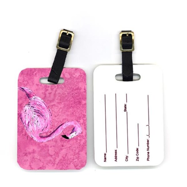 Carolines Treasures Carolines Treasures 8875BT 4 x 2.75 in. Pair of Flamingo on Pink Luggage Tag - 8875BT