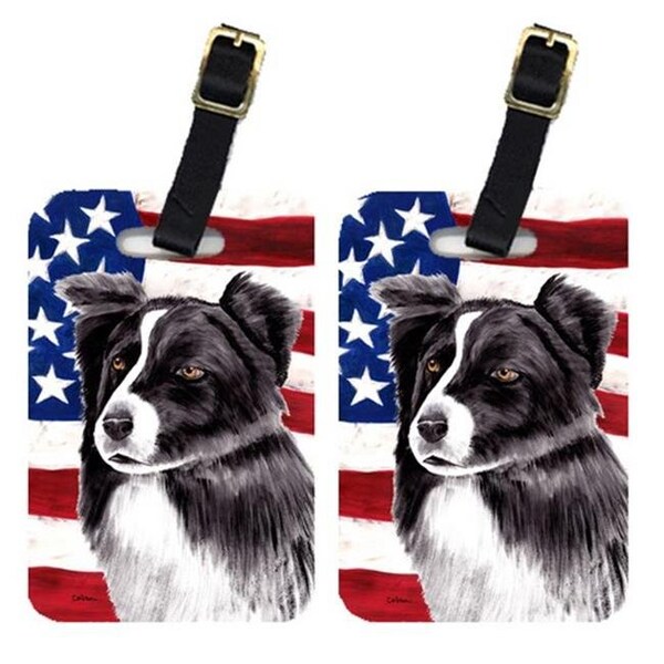 Carolines Treasures Carolines Treasures SC9009BT Pair Of USA American Flag With Border Collie Luggage Tags - SC9009BT