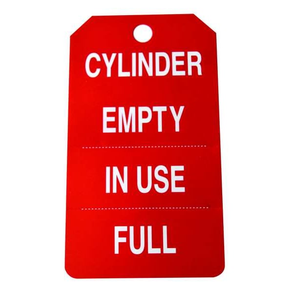 Zoro Select Cylinder Tag, Lockout Tagout, 5 3/4 in H x 3 1/4 in W, Red, Rectangle, 25 PK - 43Z329