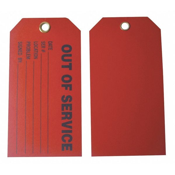 Zoro Select Tag, Full Cylinder, Cardstock, 3 in H x 5 3/4 in W, Red, Rectangle, 100 PK - 8CLC4