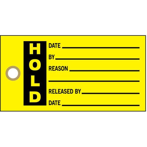 Brady Tag, Inspection, Paper, 3 in H x 5 3/4 in W, Black on Yellow, Rectangle, 100 PK - 86747