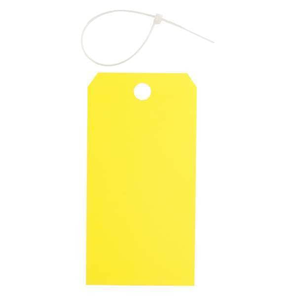 Brady Blank Shipping Tag, Polyester, 5-3/4" H x 3" W, Yellow, Rectangle, 25 PK - 65350