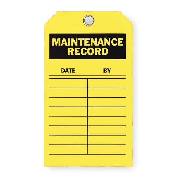 Zoro Select Tag, Inspection, Polyester, 7 in H x 4 in W, Yellow, Rectangle, 10 PK - 2RMU5
