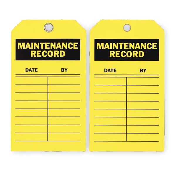 Zoro Select Tag, Inspection, Polyester, 7 in H x 4 in W, Yellow, Rectangle, 10 PK - 2RMU5