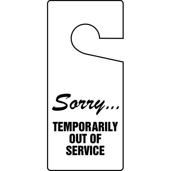 Accuform Tag, Out Of Service, Plastic, 9 in H x 4 in W, White, Rectangle, 10 PK - TAD841