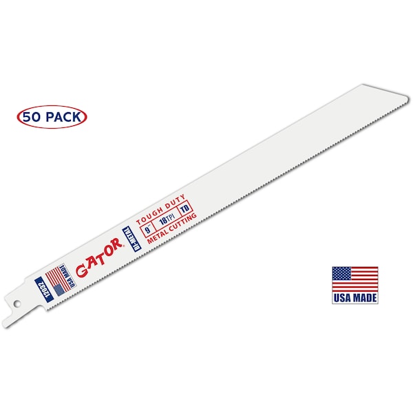Gator Reciprocating Saw Blade 9 in. x 3/4 in. x 18pi #12032, Tough Duty Metal Cutting, 50PK - 12032