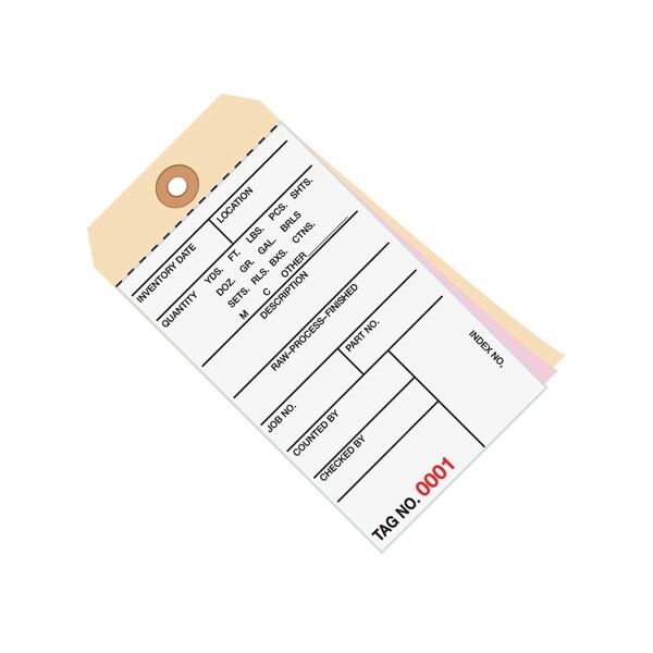 Bsc Preferred 6 1/4 x 3 1/8'' - 6000-6499 Inventory Tags 3 Part Carbonless, 500PK - BUY00021435
