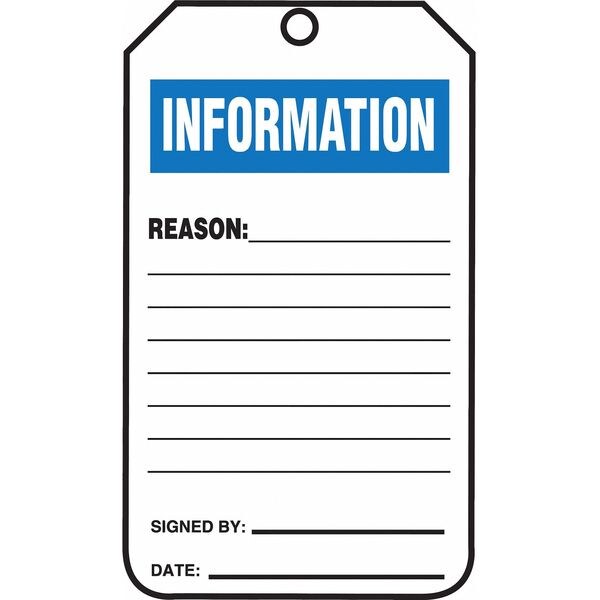 Accuform Safety Tag, Information, 5-3/4x3-1/4 in, Plastic, 25/PK - TRS241PTP