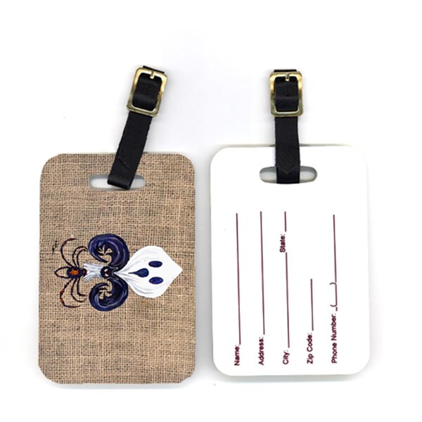Carolines Treasures 4 x 2.75 in. Pair of Halloween Ghost Spider Bat Fleur De Lis Luggage Tag - 8749BT