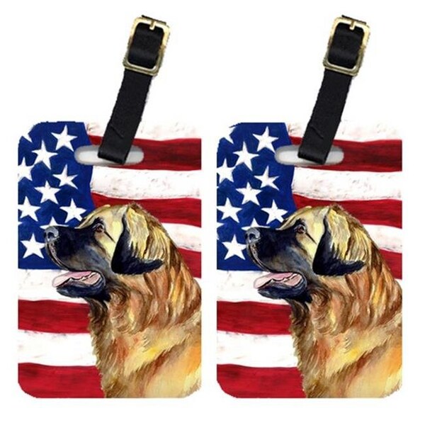 Carolines Treasures Carolines Treasures LH9032BT Pair Of USA American Flag With Leonberger Luggage Tags - LH9032BT