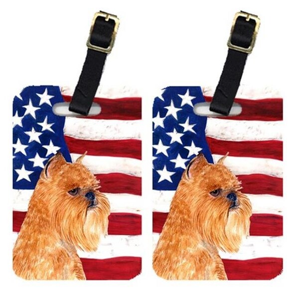 Carolines Treasures Carolines Treasures SS4020BT Pair Of USA American Flag With Brussels Griffon Luggage Tags - SS4020BT