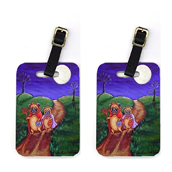 Carolines Treasures Pair of 2 Trick or Treat Halloween Pug Luggage Tags - 7281BT
