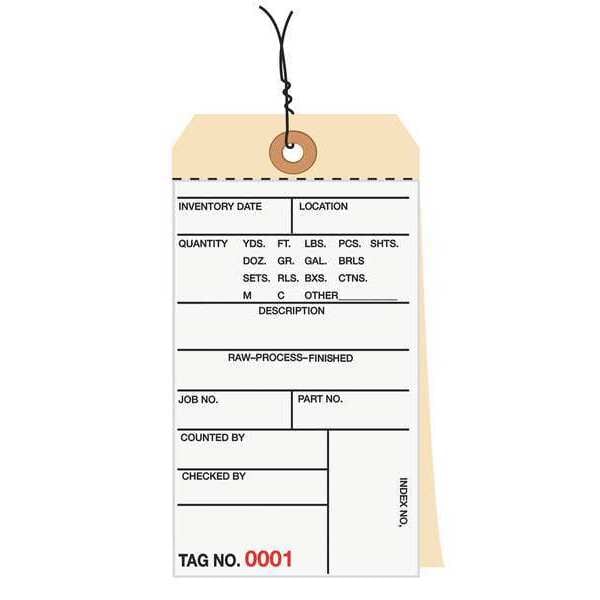 Partners Brand Inventory Tag, 6 1/4x3 1/8", PK500, 10 Point Cardstock, 6 1/4" W, White/Manila, 500 PK - G15173