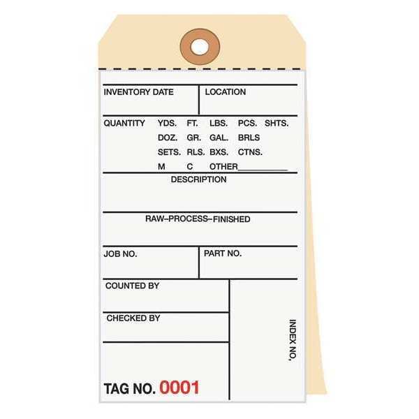 Partners Brand Inventory Tag, 6 1/4x3 1/8", PK500, 10 Point Cardstock, 6 1/4" W, White/Manila, 500 PK - G15201