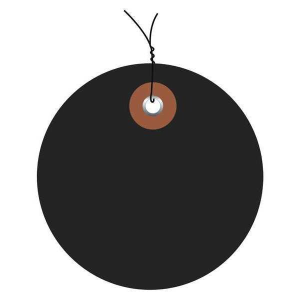 Partners Brand Tag, Plastic, Circle, Wired, 2", Black, PK100, Vinyl, Black, 100 PK - G26065W