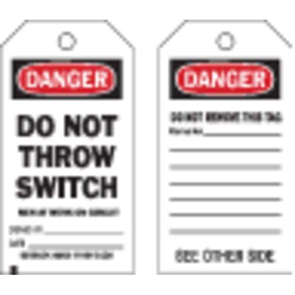 Brady Danger Tag, Electrical Hazard, Cardstock, 7 in H x 4 in W, Black, Red, White, Rectangle, 100 PK - 86693