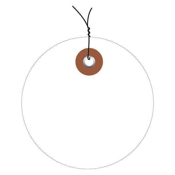 Partners Brand Tag, Plastic, Circle, Wired, 2", White, PK100, Vinyl, White, 100 PK - G26064W