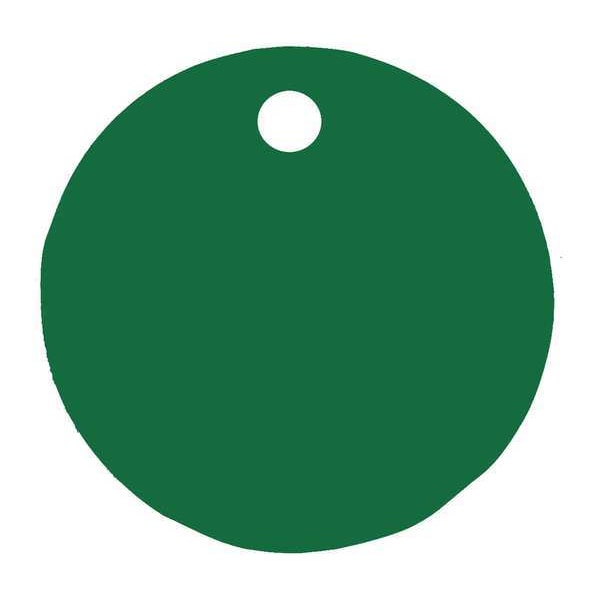 C.H. Hanson Blank Tag, Aluminum, 3 in H x 3 in W, 3 in Dia., Green, Round, 5 PK - 43086