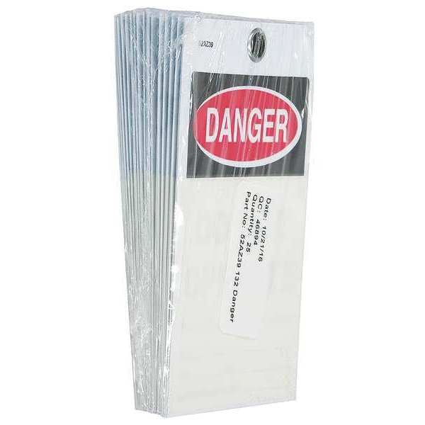Badger Tag & Label Self-Laminating Danger Tag, Machine and Operational, Polyester, Vinyl, 5 in H x 3 3/16 in W, White - 132