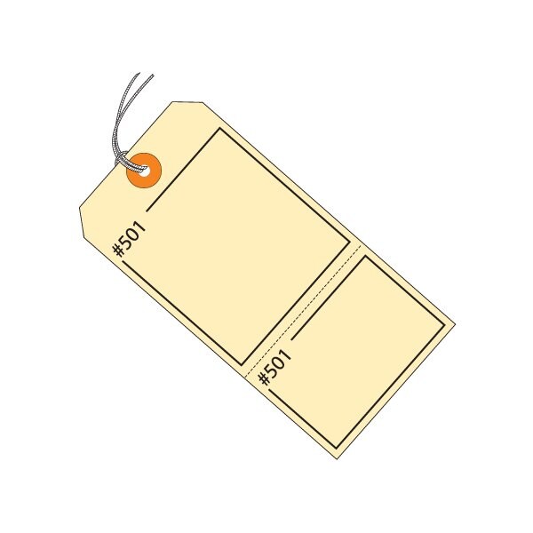 Bsc Preferred 4 3/4 x 2-3/8'' Manila Claim Tags Consecutively Numbered - Pre-Strung, 1000PK - BUY00015586