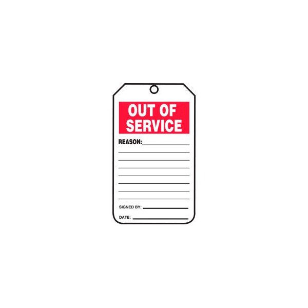 Accuform Accuform Out Of Service Tag, PF-Cardstock, 25/Pack - TRS243CTP