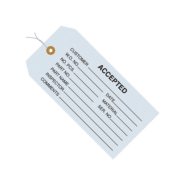 Bsc Preferred 4 3/4 x 2-3/8'' - ''Accepted Blue'' Inspection Tags - Pre-Wired, 1000PK - BUY00029984