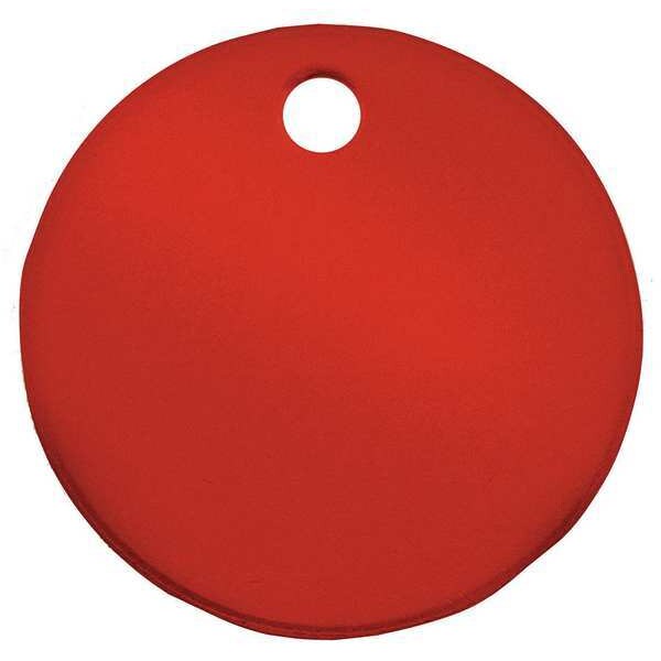 C.H. Hanson Blank Tag, Aluminum, 2 in H x 2 in W, 2 in Dia., Red, Round, 5 PK - 43013