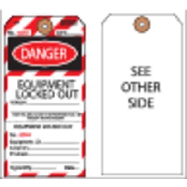 Electromark Danger Tag, Cardstock, 5 3/4 in H x 2 7/8 in W, Black and Red on White, Rectangle, 100 PK - Y625855