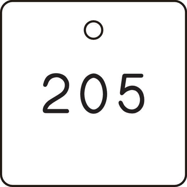 Zoro Select Numbered Tag, Plastic, 1 1/4 in H x 1 1/4 in W, Black/White, Square, 100 PK - 22CN48