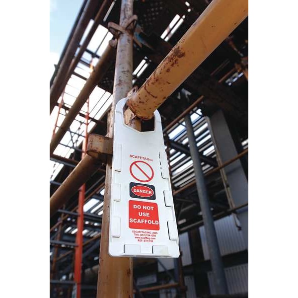 Brady Tag, Inspection, Plastic, 11 3/4 in H x 3 1/2 in W, White on Red, Rectangle, 10 PK - SCAF-STH146
