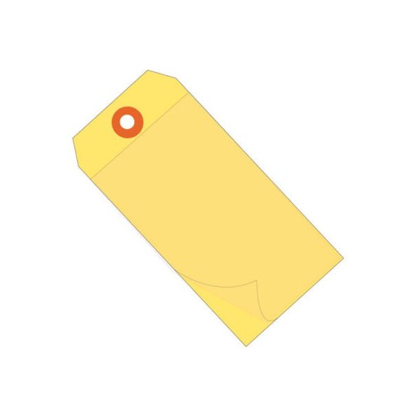 Box Packaging Self Laminating Tags, #8, 6-1/4"L x 3-1/8"W, Yellow, 100/Pack - G26032