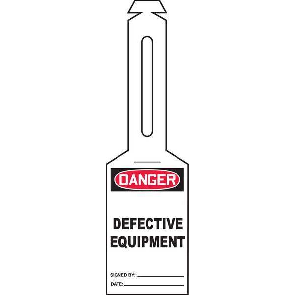 Accuform Loop n Strap Danger Tag, General Safety, Plastic, 5 1/4 in H x 3 1/4 in W, White, Rectangle, 25 PK - TAL302