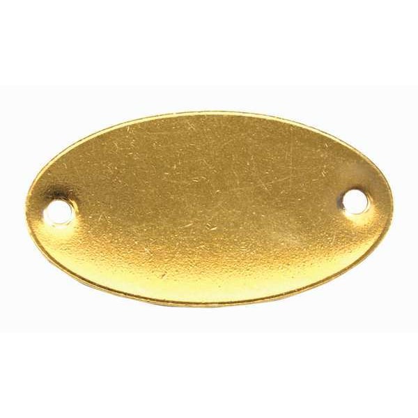 Zoro Select Blank Tag, Brass, 1 in H x 1 7/8 in W, 1 in Dia., Yellow, Oval, 100 PK - 41742